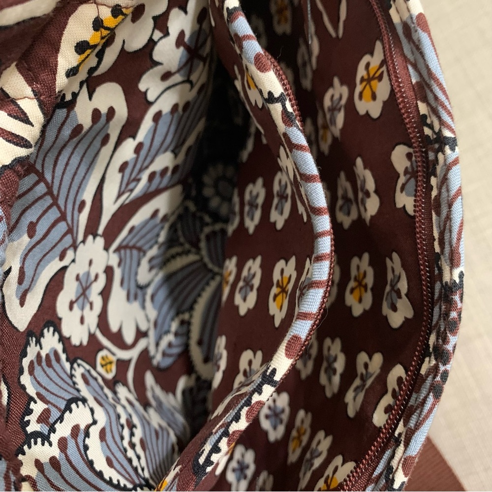 VERA BRADLEY Quilted SLATE BLOOMS Brown Blue LAPTOP Carry On TRAVEL Satchel BAG - Picture 8 of 9